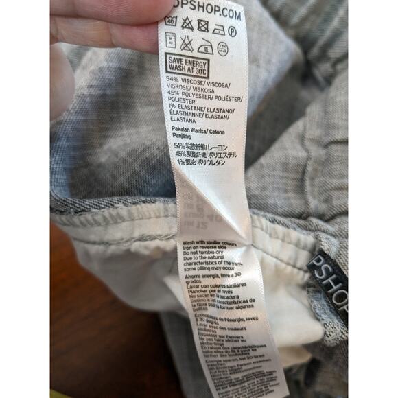 Topshop Side Stripe Trousers Size 8 Gray Mid Rise Pants Career Pull On Workwear - Picture 5 of 12